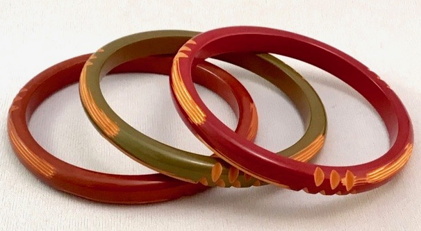 BB27 trio narrow overdyed Bakelite Bangles